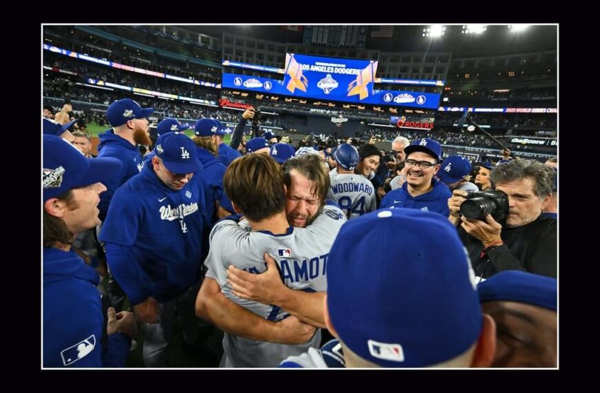 台灣新聞通訊社-MLB/克蕭緊抱山本由伸 道奇攝影師拍出「史上最棒的擁抱」