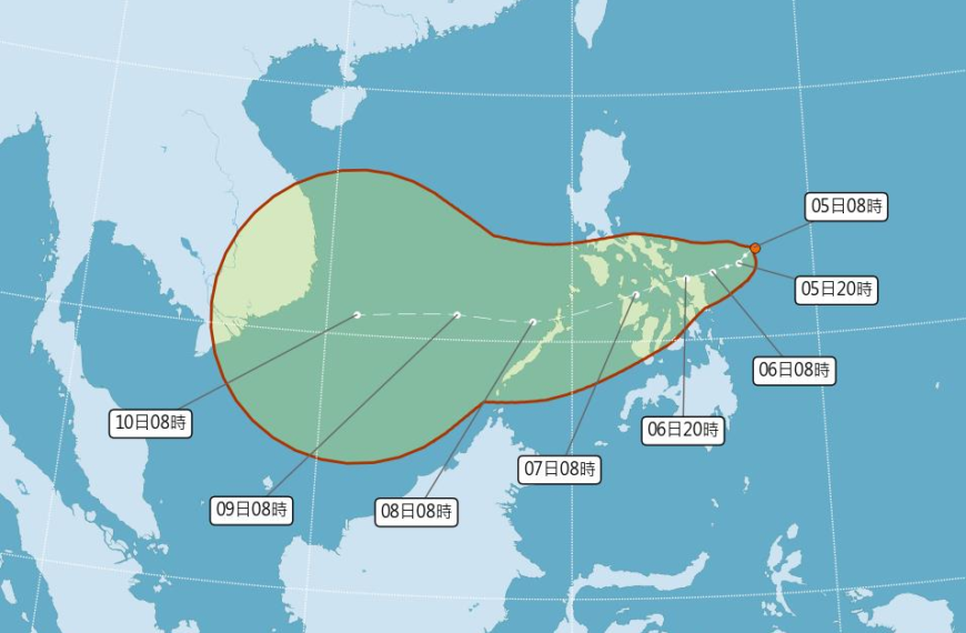台灣新聞通訊社-熱帶低壓生成 有機會增強為「洛鞍」颱風 氣象署曝侵台機率