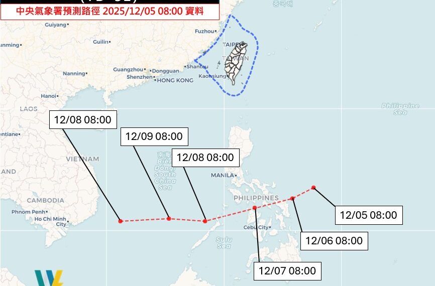 台灣新聞通訊社-熱帶低壓生成有望成颱? 專家:下周1情況可能減弱 觀察水氣是否北飄