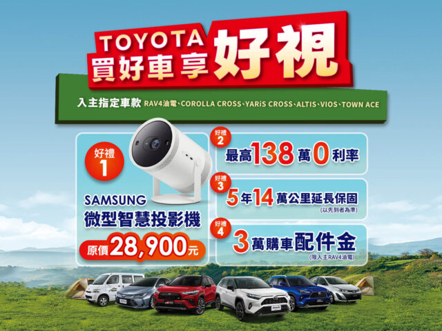 台灣新聞通訊社-「TOYOTA 買好車享好視」四大好禮送 Samsung 微型智慧投影機