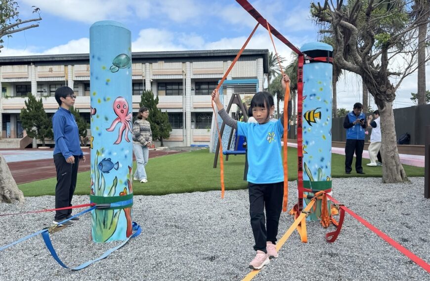 台灣新聞通訊社-淡水區屯山國小打造情境遊戲場 學童體適能探索