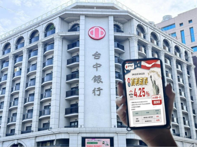 台灣新聞通訊社-今年最後一波！台中銀推美元高利定存 三個月年利率最高4.25%