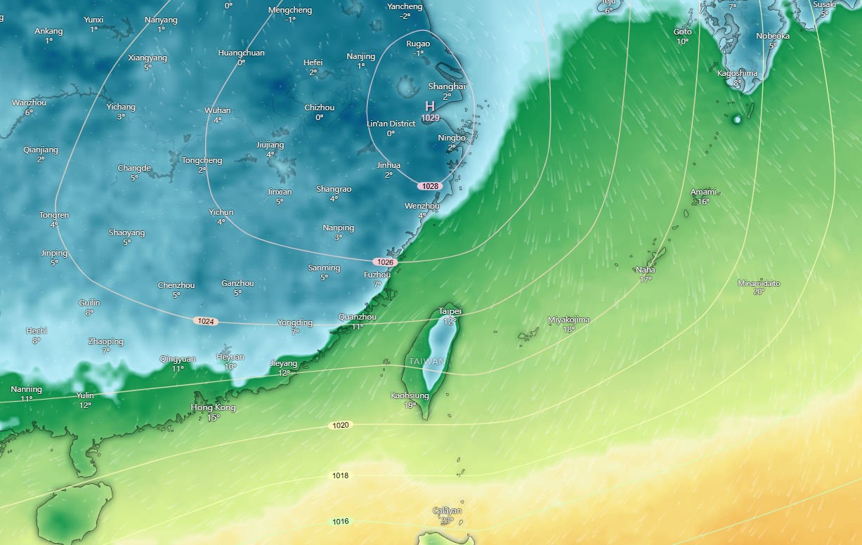 台灣新聞通訊社-入冬首波冷氣團午後南下 最寒冷時刻曝