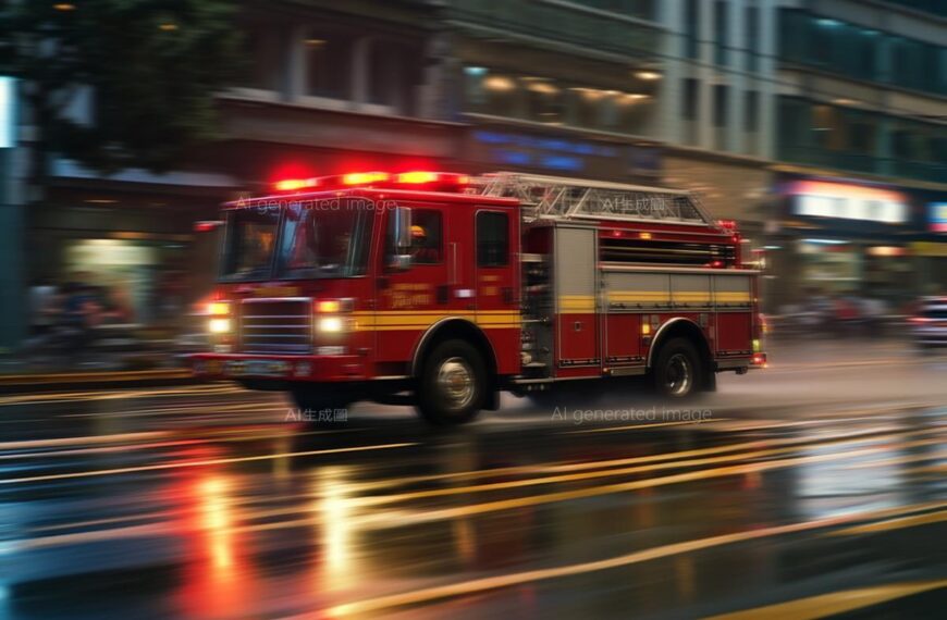 台灣新聞通訊社-濃煙密布…日本北海道函館市中心大火 10多輛消防車出動灌救