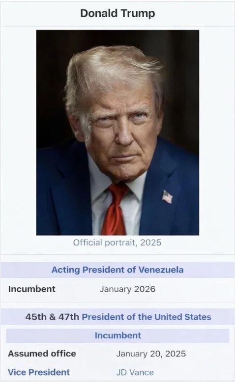 台灣新聞通訊社-川普自封「委內瑞拉代理總統」！照片驚呆全球　真相：仿的