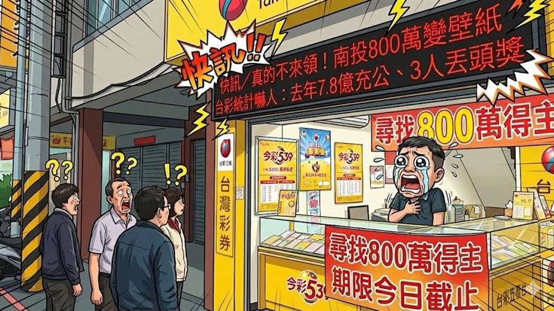 台灣新聞通訊社-快訊／太浪費！南投800萬得主神隱　台彩：去年7.8億充公、3人丟頭獎