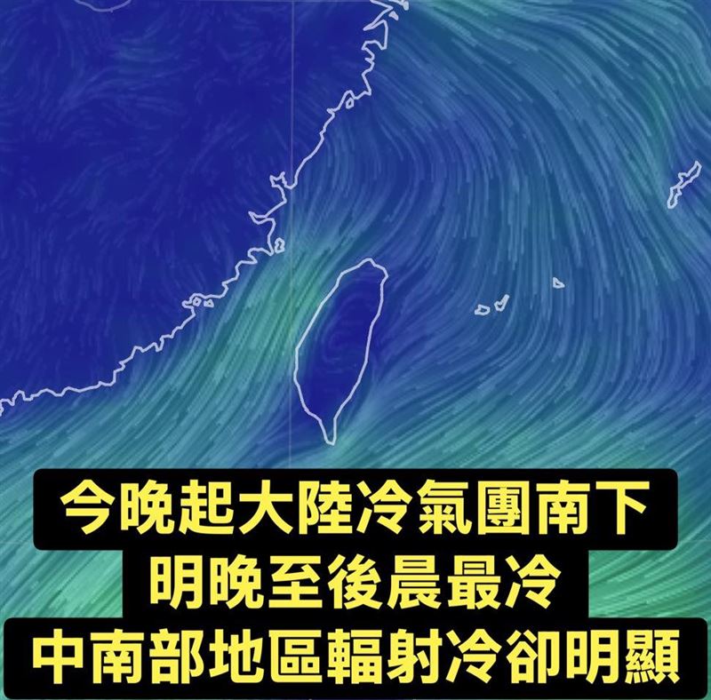 台灣新聞通訊社-中南部比北部冷！低溫發威探9度　連凍2天再迎「Ｍ型變溫」