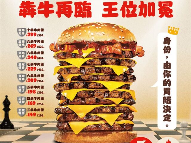 台灣新聞通訊社-王者回歸！漢堡王十層牛肉堡限時挑戰免費吃　發發奶蓋尬草莓粉嫩來襲