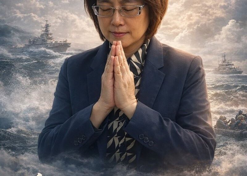 台灣新聞通訊社-F16飛官失聯搜救中!藍委集氣圖「海中合掌大佔C位」被灌爆