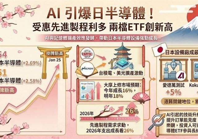 台灣新聞通訊社-AI浪潮狂襲！台積電、美光擴產助攻　日半導體ETF創新高