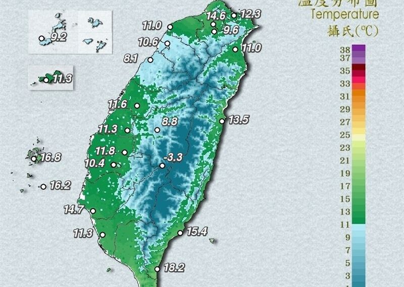 台灣新聞通訊社-18縣市低溫特報、全台凍番薯！專家曝「2波劇烈降溫」：一路冷到1月中旬