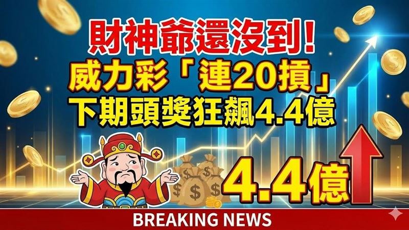 台灣新聞通訊社-快訊/財神爺還沒到!威力彩「連20摃」 下期頭獎狂飆4.4億