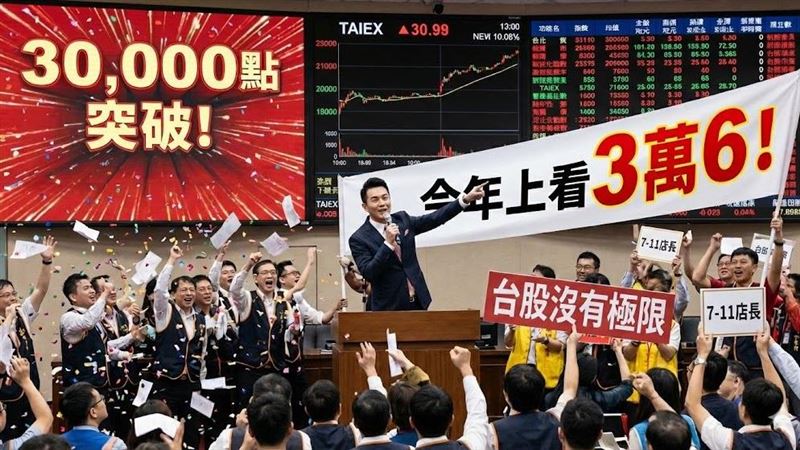 台灣新聞通訊社-3萬點只是前菜?郭哲榮狂賀台股大漲近800點 霸氣喊:今年上看3萬6