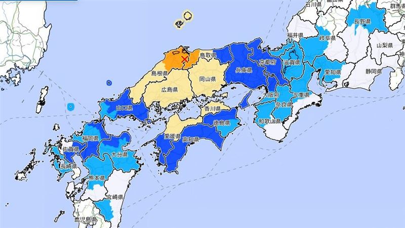 台灣新聞通訊社-日本島根17分鐘狂震6次!最大「規模6.2、5強」 氣象廳急開記者會