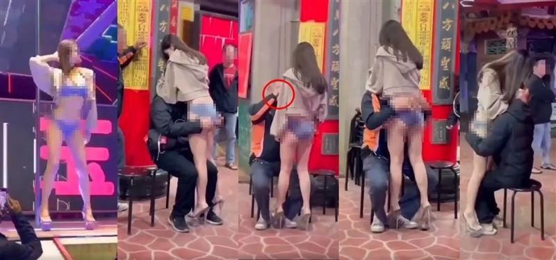 台灣新聞通訊社-廟會100元「內衣辣妹抱頭埋胸」服務！　男客爽貼雪乳洗臉畫面曝