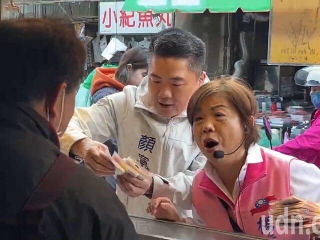 台灣新聞通訊社-影／楊瓊瓔爭取選台中市長到沙鹿拜票 顏寛恒全程陪