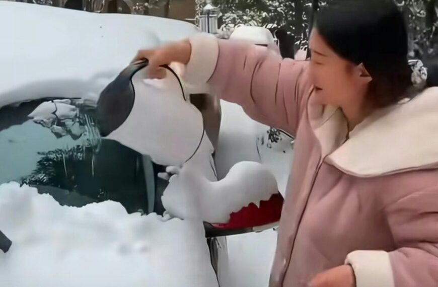 台灣新聞通訊社-為拍破冰片…她拿滾水淋陌生車擋風玻璃 全網撻伐：太沒品