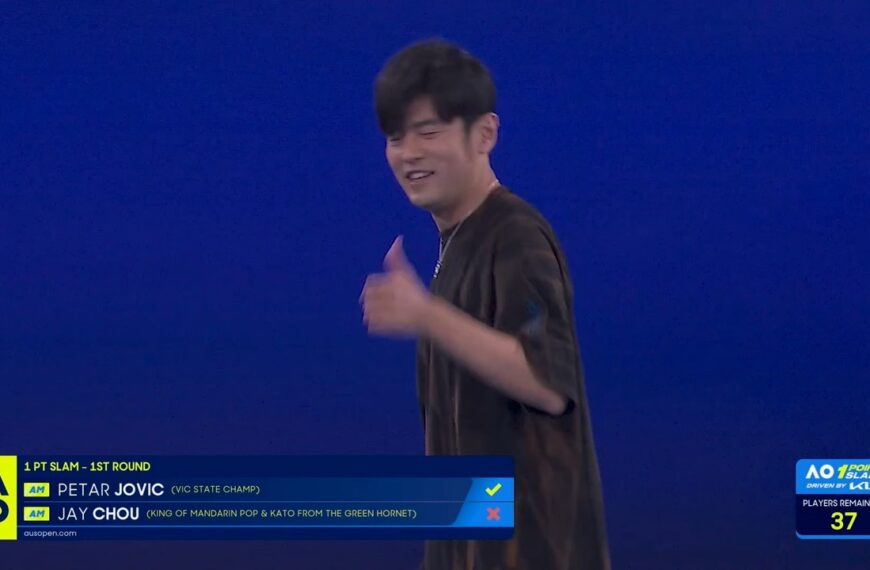 台灣新聞通訊社-澳網／周杰倫揮拍都來不及！遭澳洲陪練員秒殺