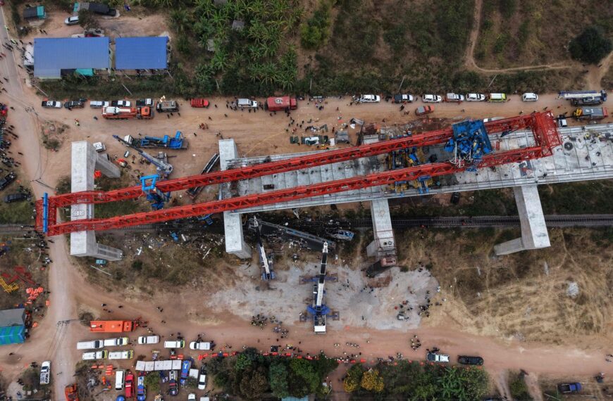 台灣新聞通訊社-「一帶一路」泰中高鐵工程事故釀32死64傷 陸企業參與角色受關注
