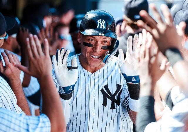 台灣新聞通訊社-MLB／賈吉熱身賽首戰雙響砲4打點　洋基18安9長打含6轟打爆老虎