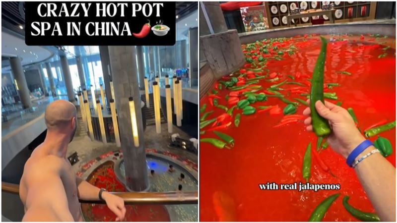 台灣新聞通訊社-中國「人肉鴛鴦鍋溫泉」　外國客大讚：特別舒服