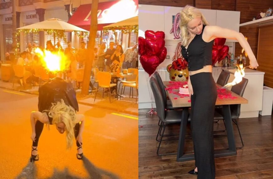 台灣新聞通訊社-有片/俄火辣魔術師吞火球後驚現臀部噴火機 124萬網友看呆:有神力?