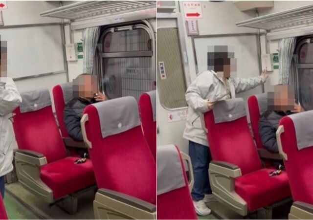 台灣新聞通訊社-台鐵車廂內抽菸！女乘客熱心勸阻　阿伯反嗆「你叫啊」