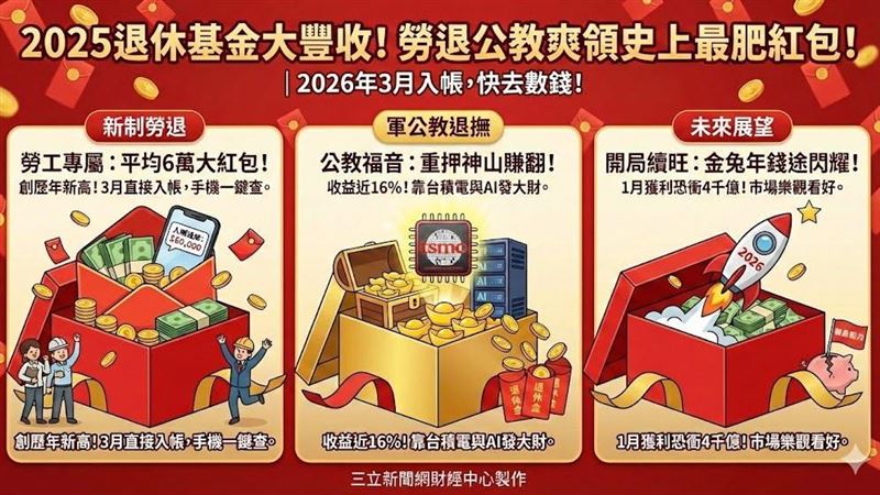 台灣新聞通訊社-快去數錢！勞退分紅平均6萬「史上最肥」　3月入帳一鍵秒看餘額