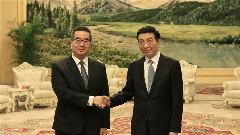 台灣新聞通訊社-才會國民黨蕭旭岑　王滬寧對台工作會議喊：堅定支持島內愛國統一力量