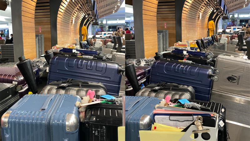 台灣新聞通訊社-行李箱別用「1配件」！桃機輸送帶大故障　卡關1小時慘況曝光