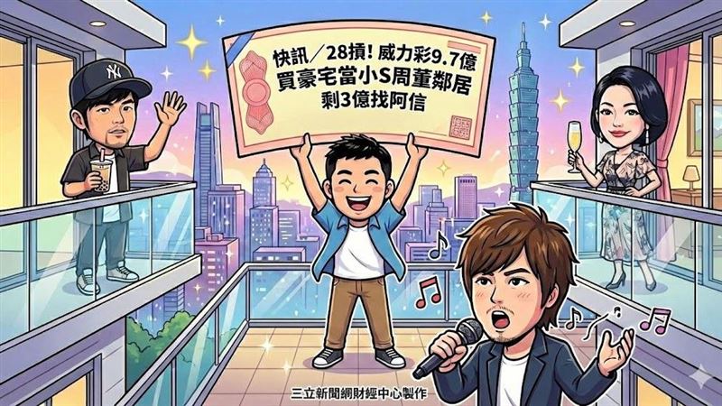 台灣新聞通訊社-快訊／28槓！威力彩下期9.7億　買豪宅當小S周董鄰居「剩3億」找阿信