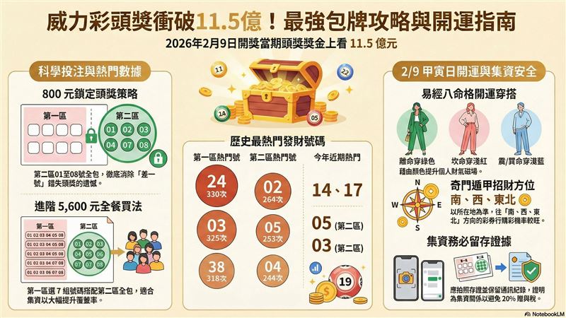 台灣新聞通訊社-快訊／威力彩飆11億！大數據揭熱門號「14、17、05」　今晚靠這組賺鉅富