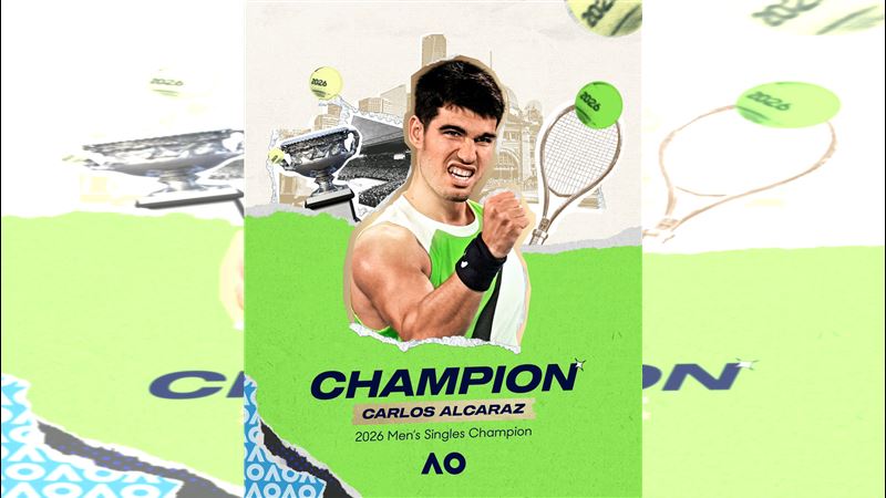 台灣新聞通訊社-澳網／艾卡拉茲擊退喬科維奇男單封王　完成生涯全滿貫！一舉打破2紀錄