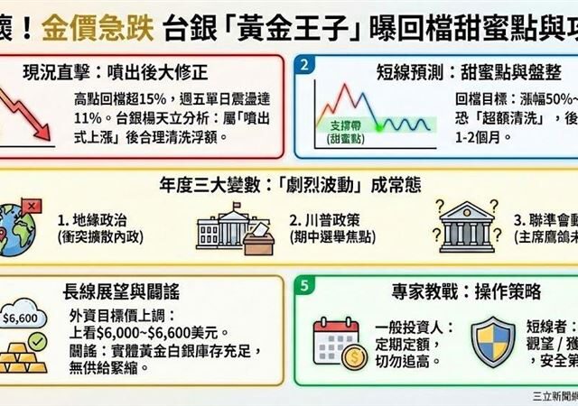 台灣新聞通訊社-嚇壞！金價跌到地上　台銀黃金王子：清洗浮額　回檔「甜蜜點」曝光
