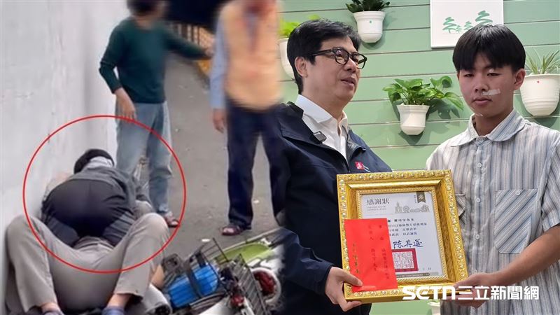 台灣新聞通訊社-27年清潔隊員…揍老夫妻無保請回！英勇男大生獲陳其邁表揚：心碎吐1句