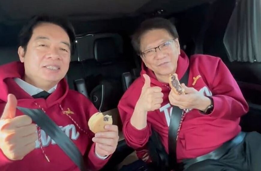 台灣新聞通訊社-賴總統也愛紅豆餅？與潘孟安同車大啖