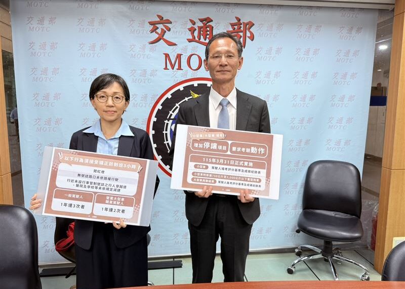 台灣新聞通訊社-交通大變革!3月31日起考照加嚴「少1動作出局」違規累犯不回訓罰1800元