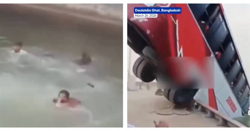 台灣新聞通訊社-巴士衝出渡輪墜河！客運登船失控　至少24死畫面曝光