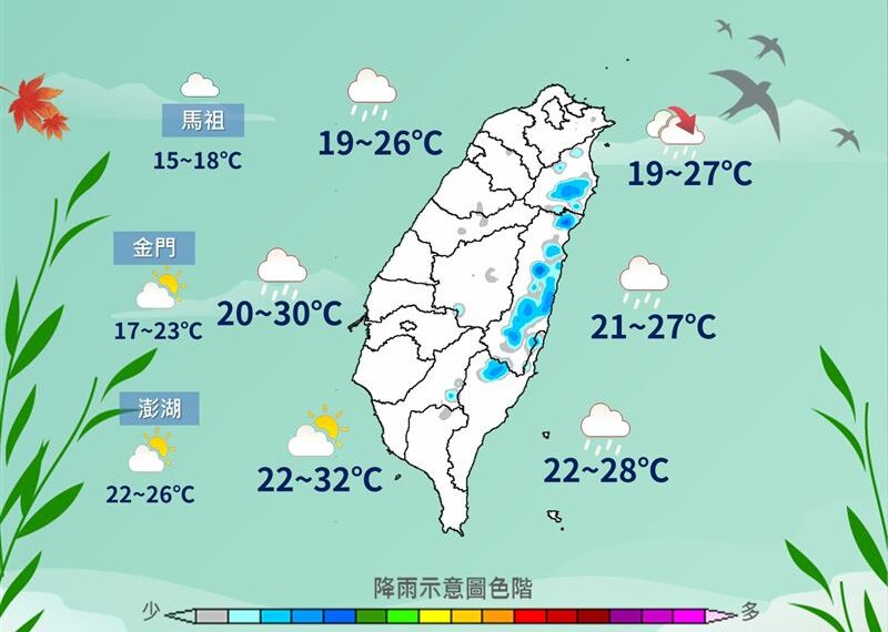 台灣新聞通訊社-一週天氣出爐!這天全台有雨 清明連假「下到發紅」雨區曝