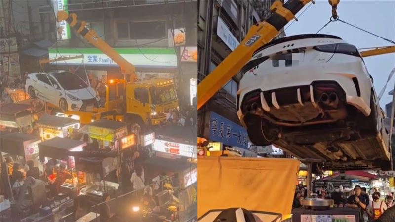 台灣新聞通訊社-寧夏夜市「違停小哥哥」被攤商包圍！慘遭拖吊片曝光　群眾圍觀鼓掌歡送