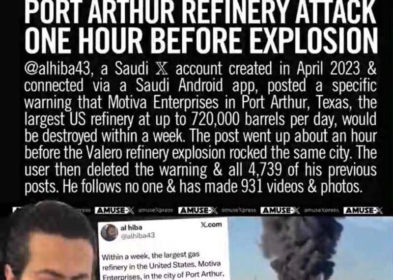 台灣新聞通訊社-詭異巧合！德州煉油廠大爆炸　神祕帳號「1小時前」發文預言成功秒刪