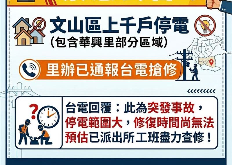 台灣新聞通訊社-快訊／台北大停電「上萬戶陷入黑暗」　台電回應了