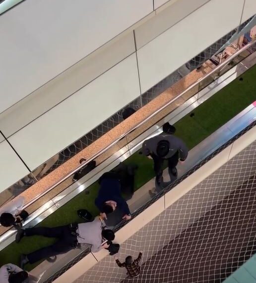 台灣新聞通訊社-家長在幹嘛？桃機二航廈驚見「7歲童頑皮跳防墜網」受困半小時獲救