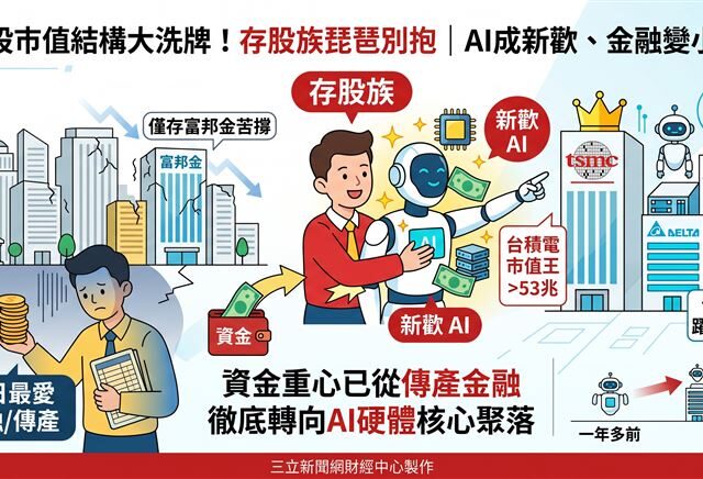 台灣新聞通訊社-台積電稱王！存股族琵琶別抱　AI成新歡、金融變小三