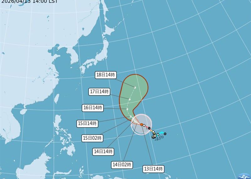 台灣新聞通訊社-辛樂克颱風要轉彎了！週三起迎2波鋒面　降雨熱區曝光