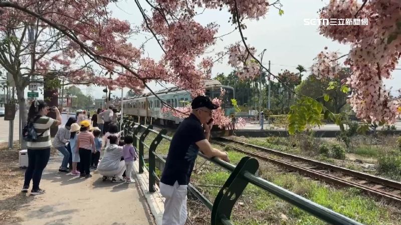 台灣新聞通訊社-危險!遊客為拍美照闖鐵軌 火車進站狂鳴笛