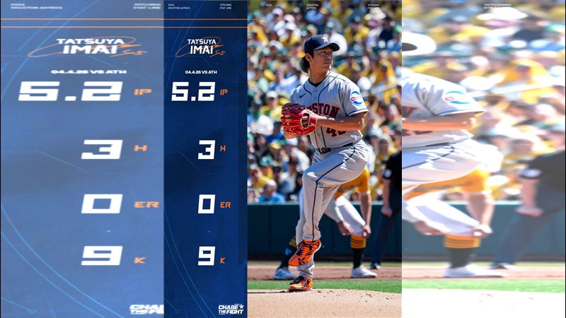 台灣新聞通訊社-MLB／今井達也反向滑球出竅！5.2局飆9K奪首勝　鄧愷威接力封鎖2.1局