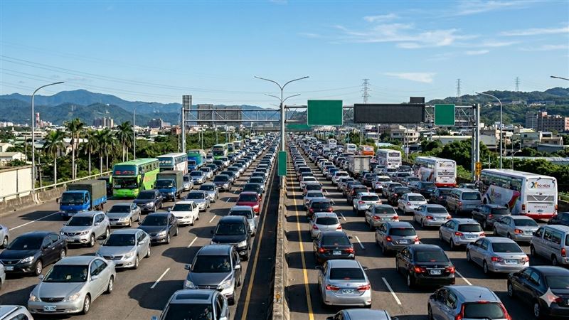 台灣新聞通訊社-連塞13小時！連假尾聲「北返車潮湧現」　下午國道地雷路段出爐