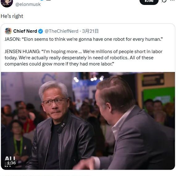 台灣新聞通訊社-機器人補足勞力缺口?黃仁勳、馬斯克高唱前景 專家卻曝「泡沫危機」
