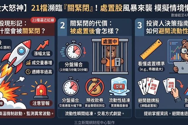 台灣新聞通訊社-台股大怒神！21檔瀕臨「關緊閉」邊緣　處置門檻與名單一次看